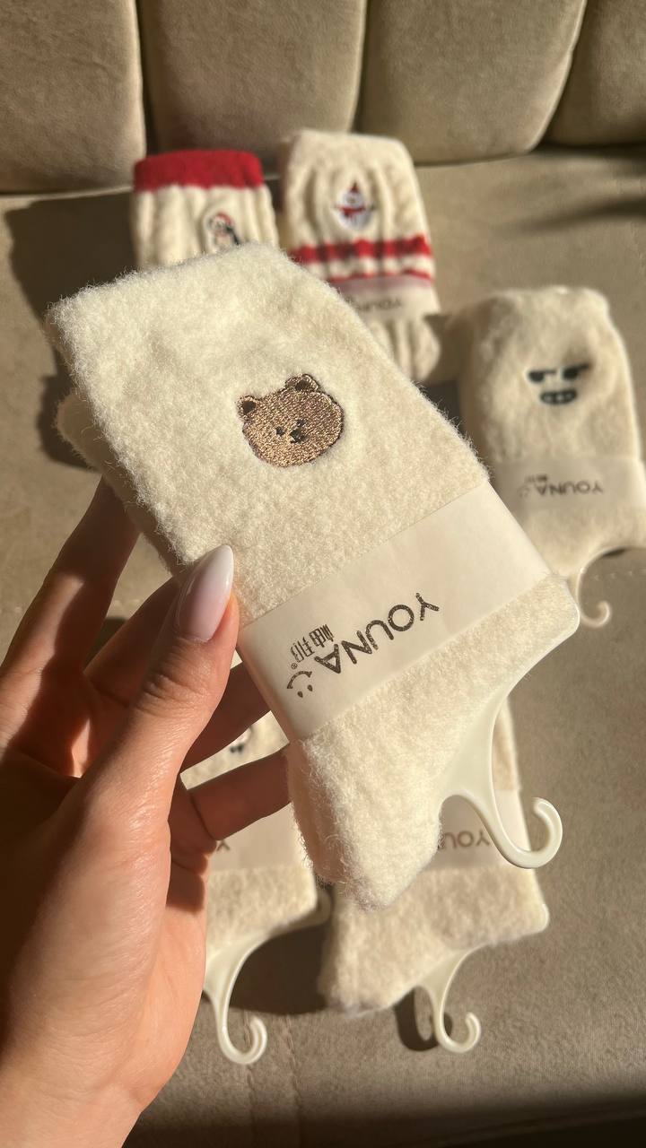 جوراب دخترانه پشمی ساق بلند طرح تدی وارداتی