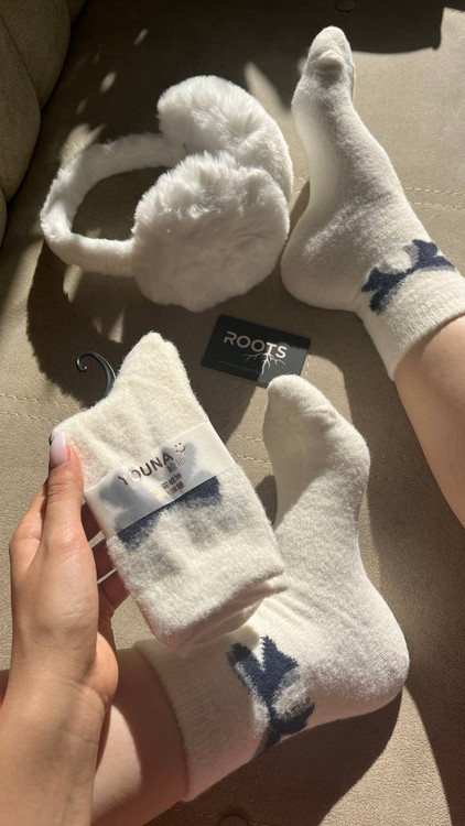 جوراب دخترانه پشمی و فانتزی طرح پاپیون - اورجینال وارداتی