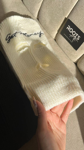 کلاه فیس ماسکی بافت گلدوزی شده خارجی سفید