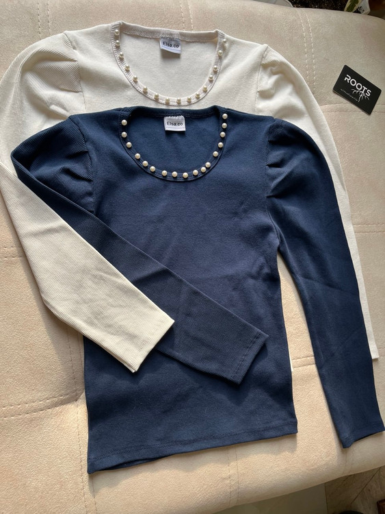 کراپ یقه مرواریدی کشی کبریتی زیبا رنگ سرمه ای